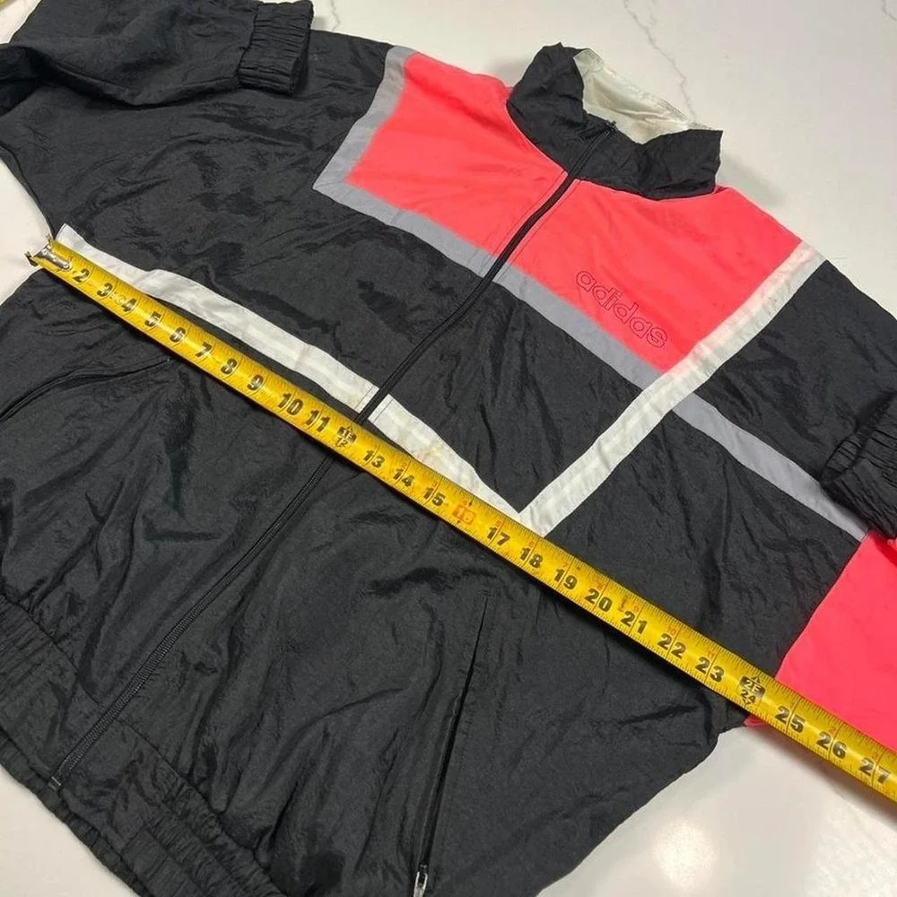 Adidas Windbreaker Mens Medium Vintage 90s Colorblock Pink Black Nylon Jacket
